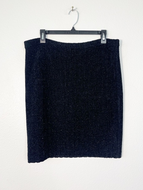 St. John Collection Metallic Tweed Boucle Wool Blend Knit Pencil Skirt 8 Black